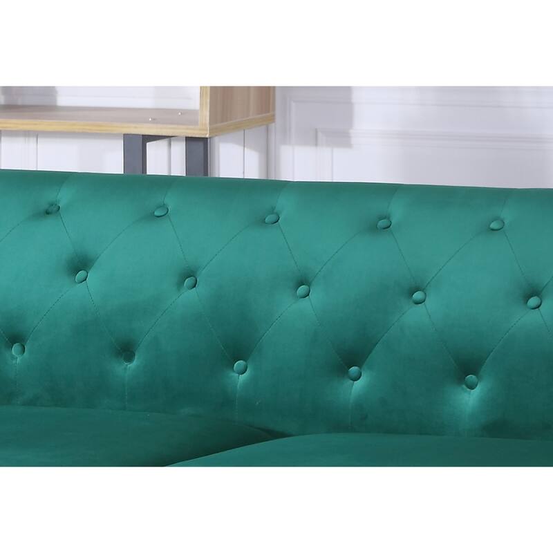 Pompano Velvet Button Tufted Sofa