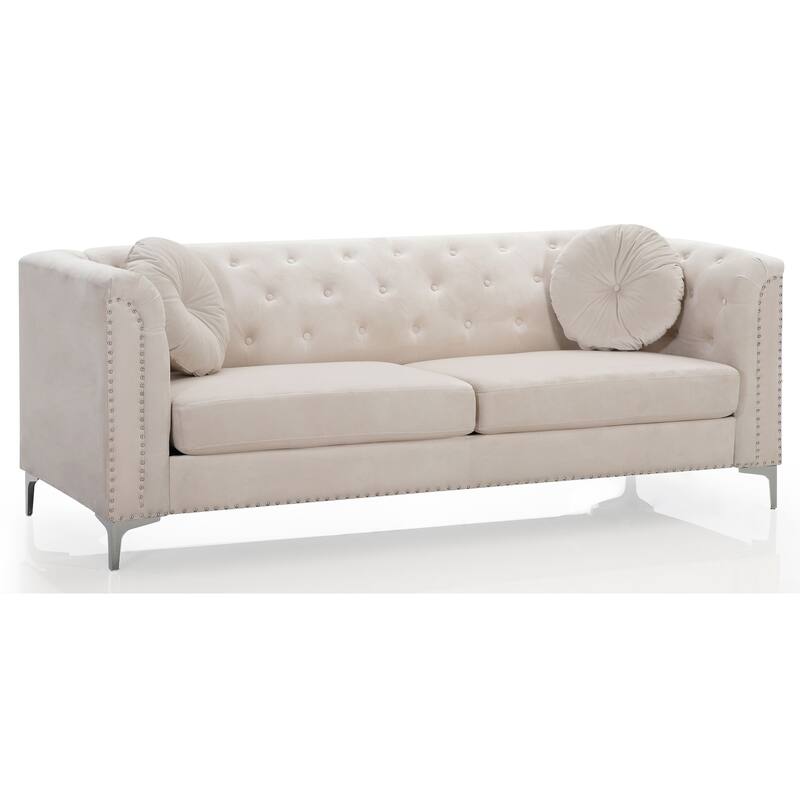 Pompano Velvet Button Tufted Sofa
