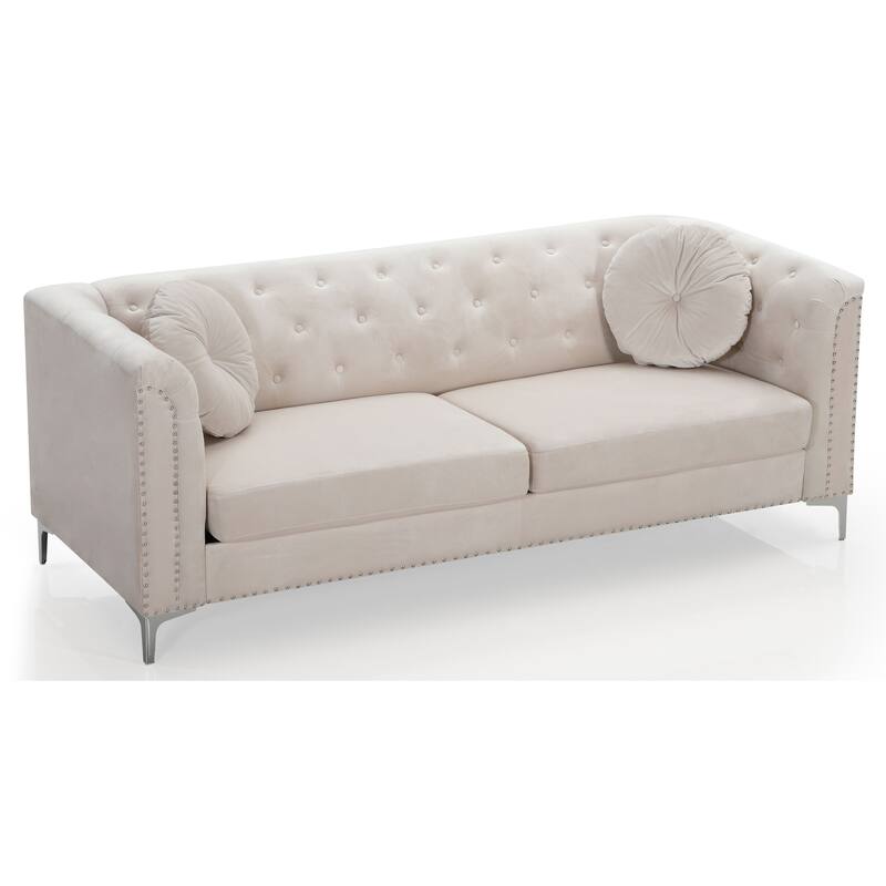 Pompano Velvet Button Tufted Sofa