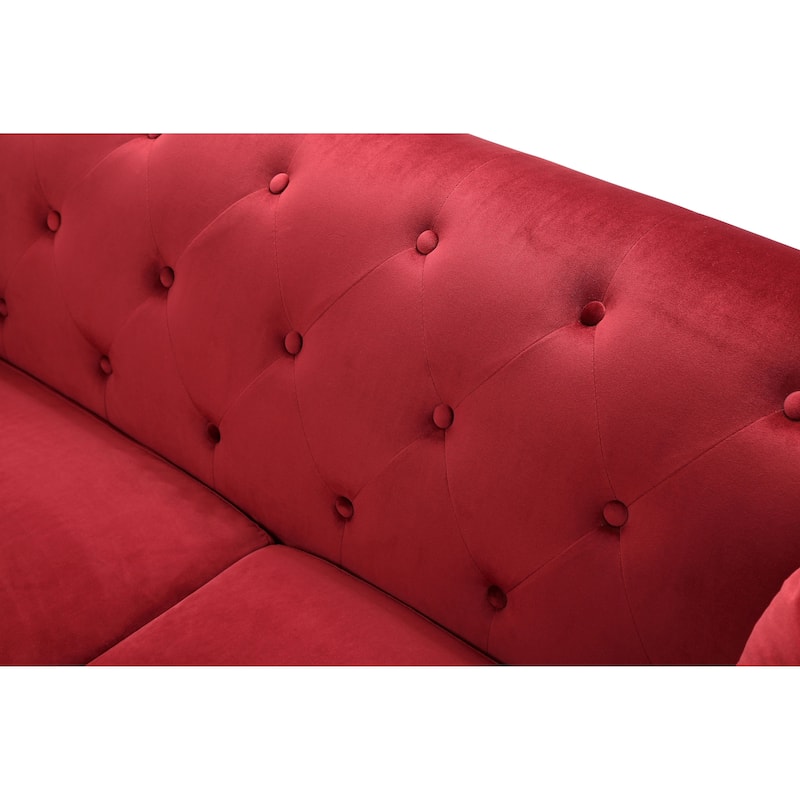 Pompano Velvet Button Tufted Sofa
