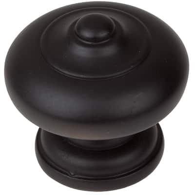 GlideRite 5-Pack 1-1/2 in. Matte Black Round Mushroom Cabinet Knobs - Matte Black