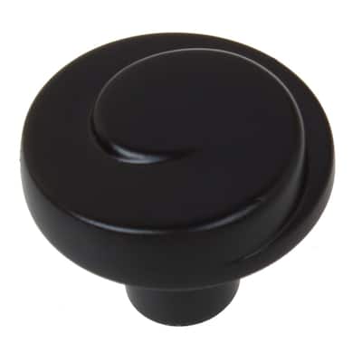 GlideRite 5-Pack 1-1/8 in. Matte Black Swirl Wave Cabinet Knobs - Matte Black
