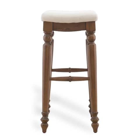 Matteo 30" Backless Counter Stool, Linen/Walnut