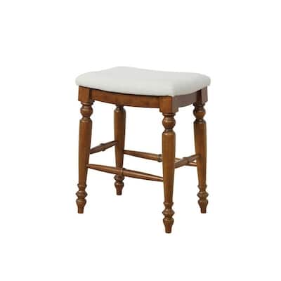 Matteo 25" Backless Counter Stool, Linen/Walnut