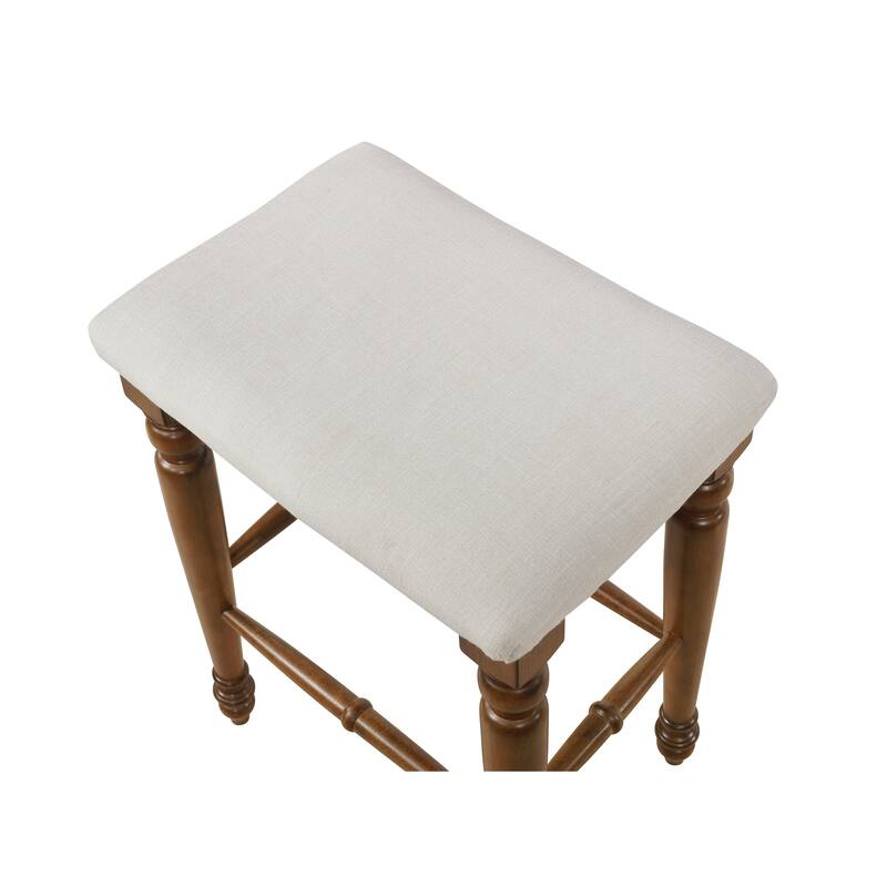 Matteo 25" Backless Counter Stool, Linen/Walnut