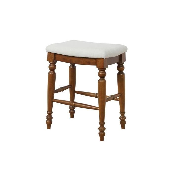 Matteo 25" Backless Counter Stool, Linen/Walnut