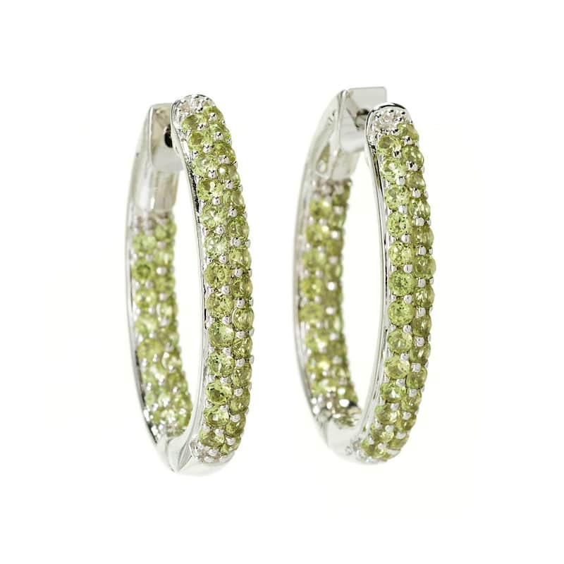 925 Sterling SiIver Peridot Hoop Earrings