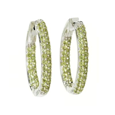 925 Sterling SiIver Peridot Hoop Earrings