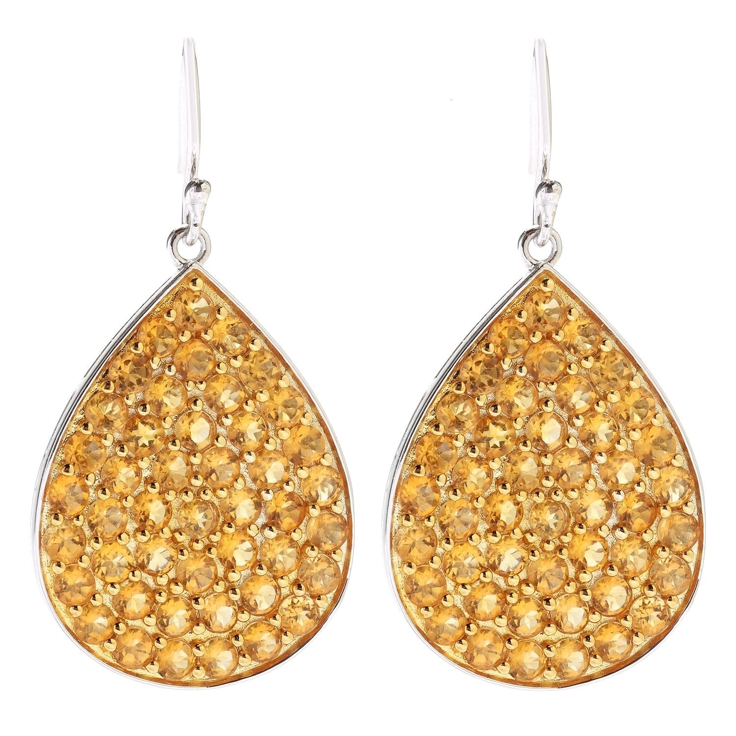 Pinctore Sterling Silver 925 Citrine Drop & Dangle Earrings