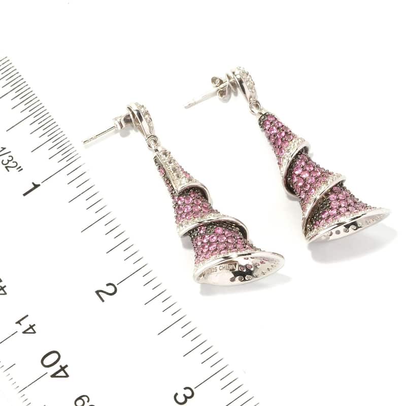 Sterling Silver 8.29ctw Pink Spinel Drop & Dangle Earring 1.87'L