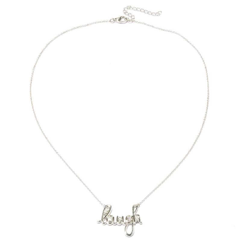 Platinum o/Silver 0.46ctw White Zircon 'Laugh' Pendant with 18' Chain