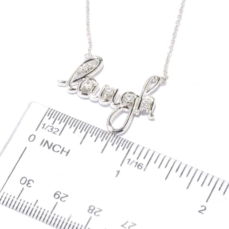 Platinum o/Silver 0.46ctw White Zircon 'Laugh' Pendant with 18' Chain