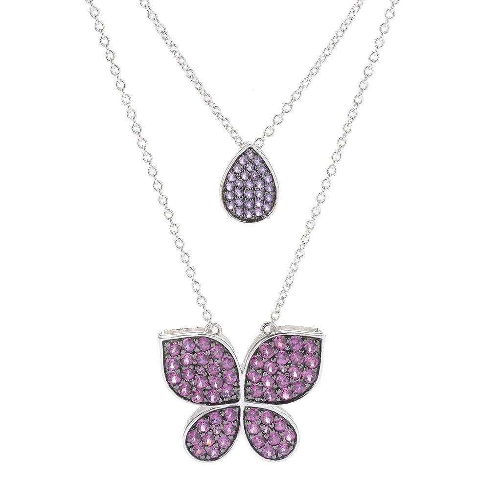 Sterling Silver 18' Gemstone 'Butterfly Kisses' Necklace