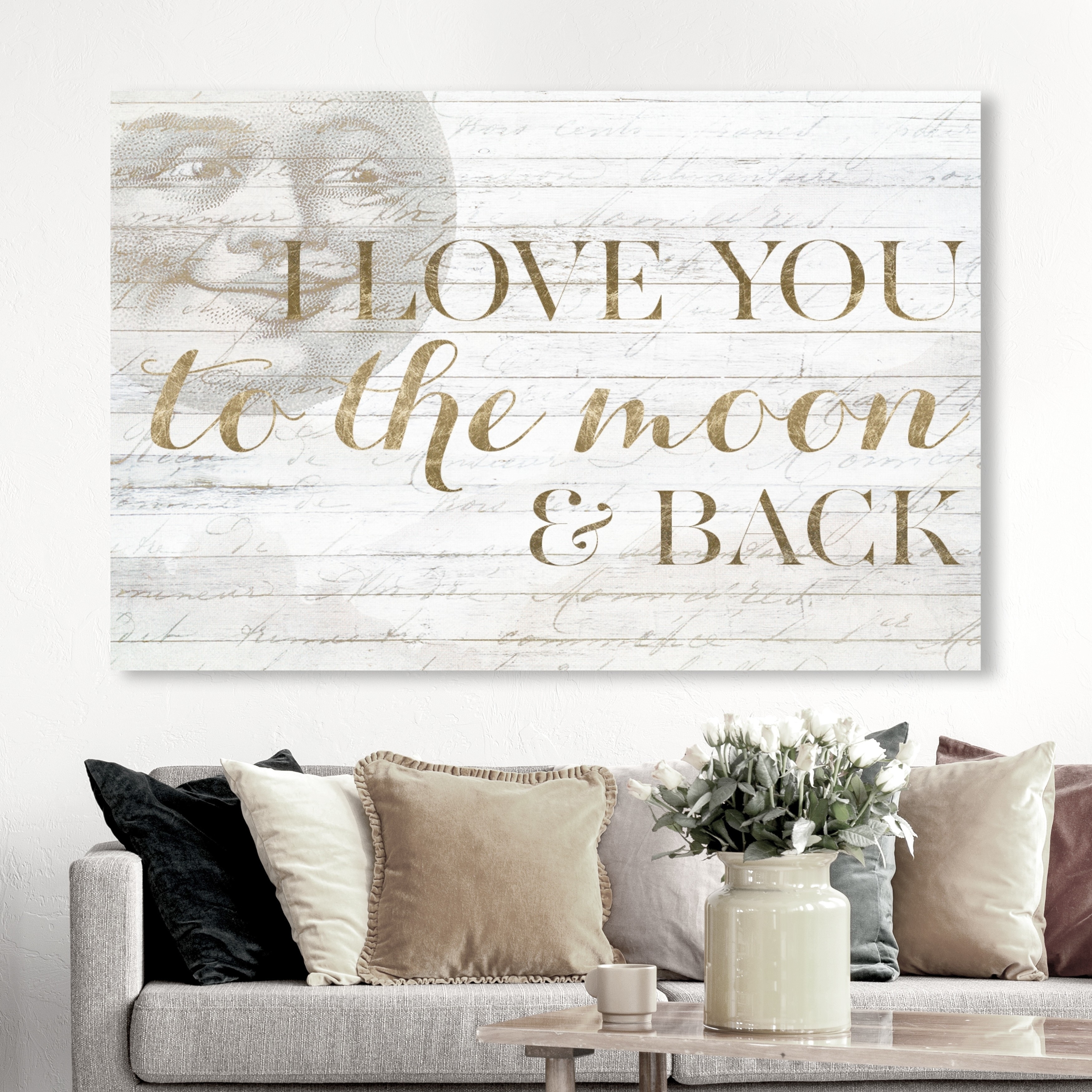 Shop Oliver Gal Typography And Quotes Wall Art Canvas Prints To The Moon And Back Love Quotes And Sayings Gold White Overstock 30764744