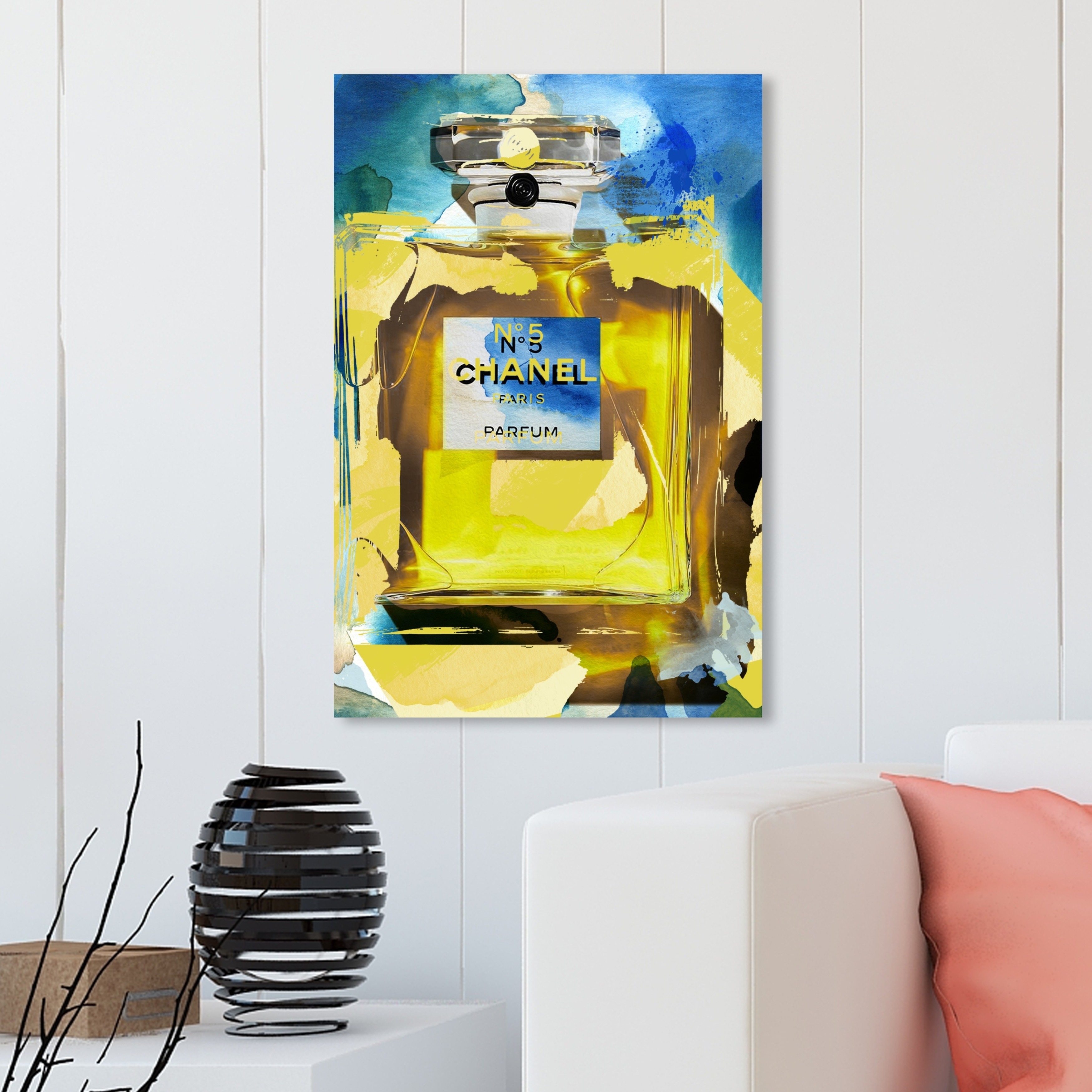 Oliver Gal Fashion and Glam Wall Art Canvas Prints 'Perfume de Verano'  Perfumes - Yellow, Blue - On Sale - Bed Bath & Beyond - 30764794