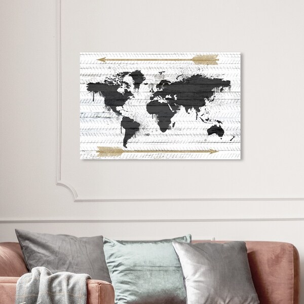 速達便★Oliver Gal★Hipster Mapa Mundi★キャンバス 137x91cm Oliver Gal Maps and Flags Wall Art Canvas Prints 'Mapamundi