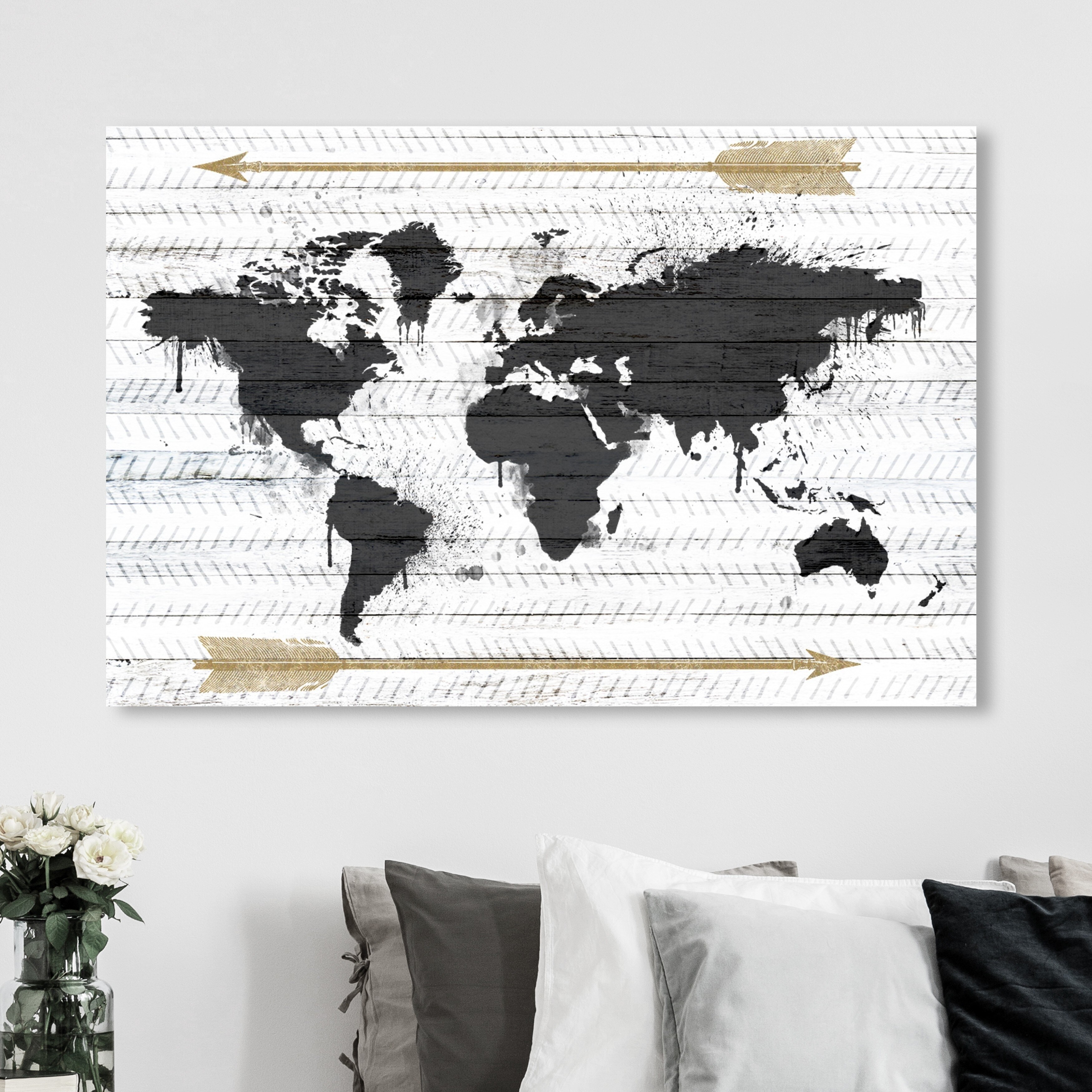 Oliver Gal★Hipster Mapa Mundi★キャンバスアート 4サイズ Amazon.com: Maps and Flags Framed Wall Art Canvas Prints