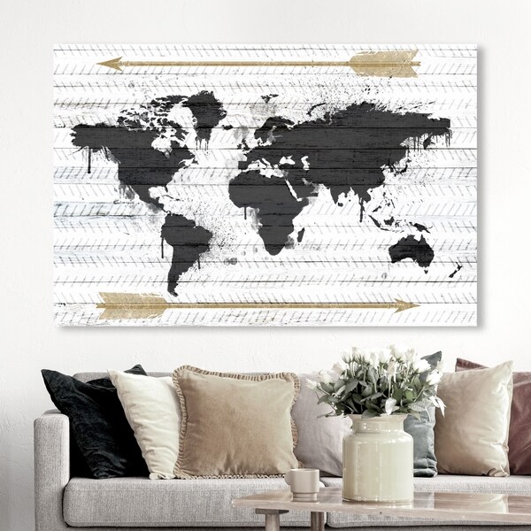 Oliver Gal Maps and Flags Wall Art Canvas Prints 'Mapamundi