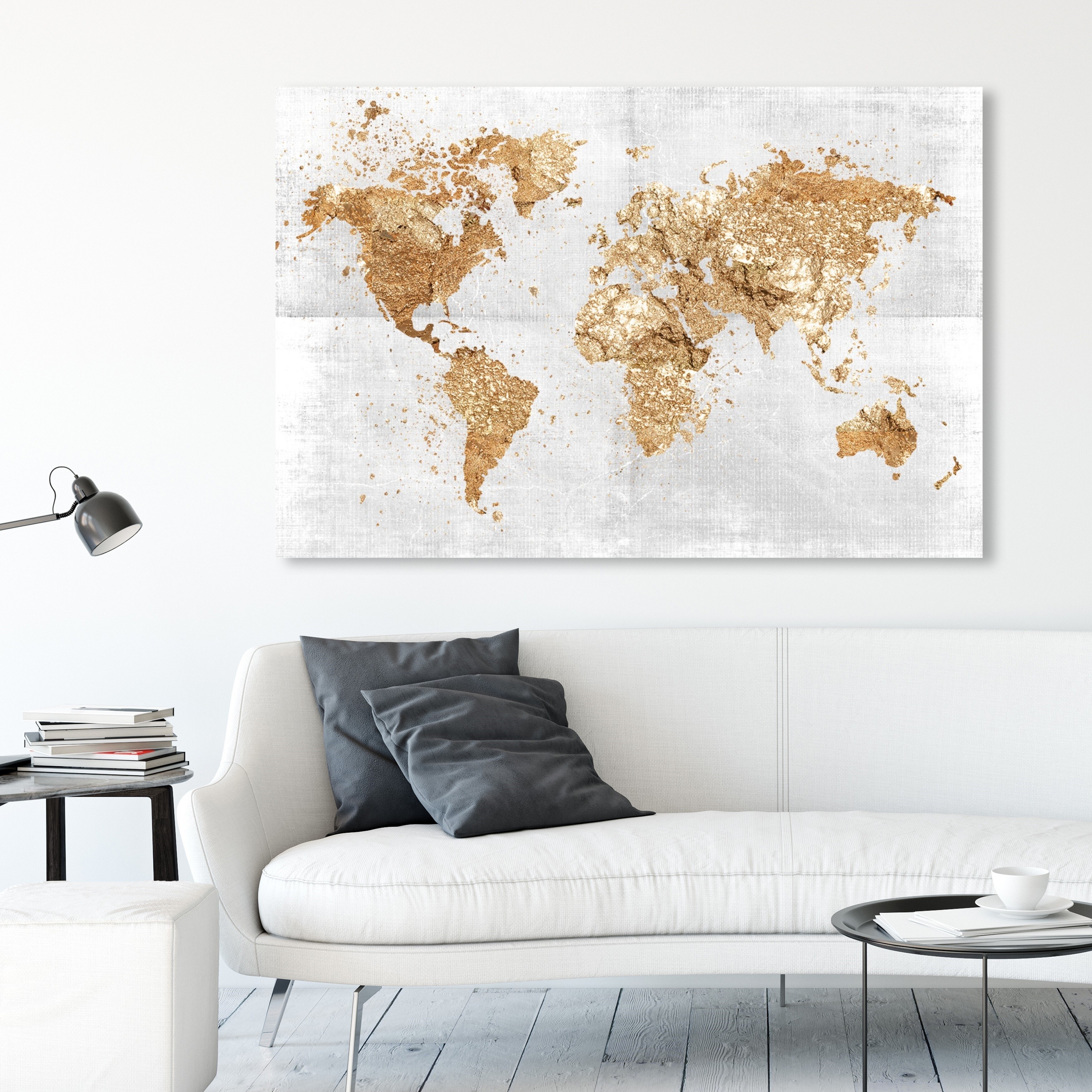 Oliver Gal Maps and Flags Wall Art Canvas Prints 'Mapamundi on the