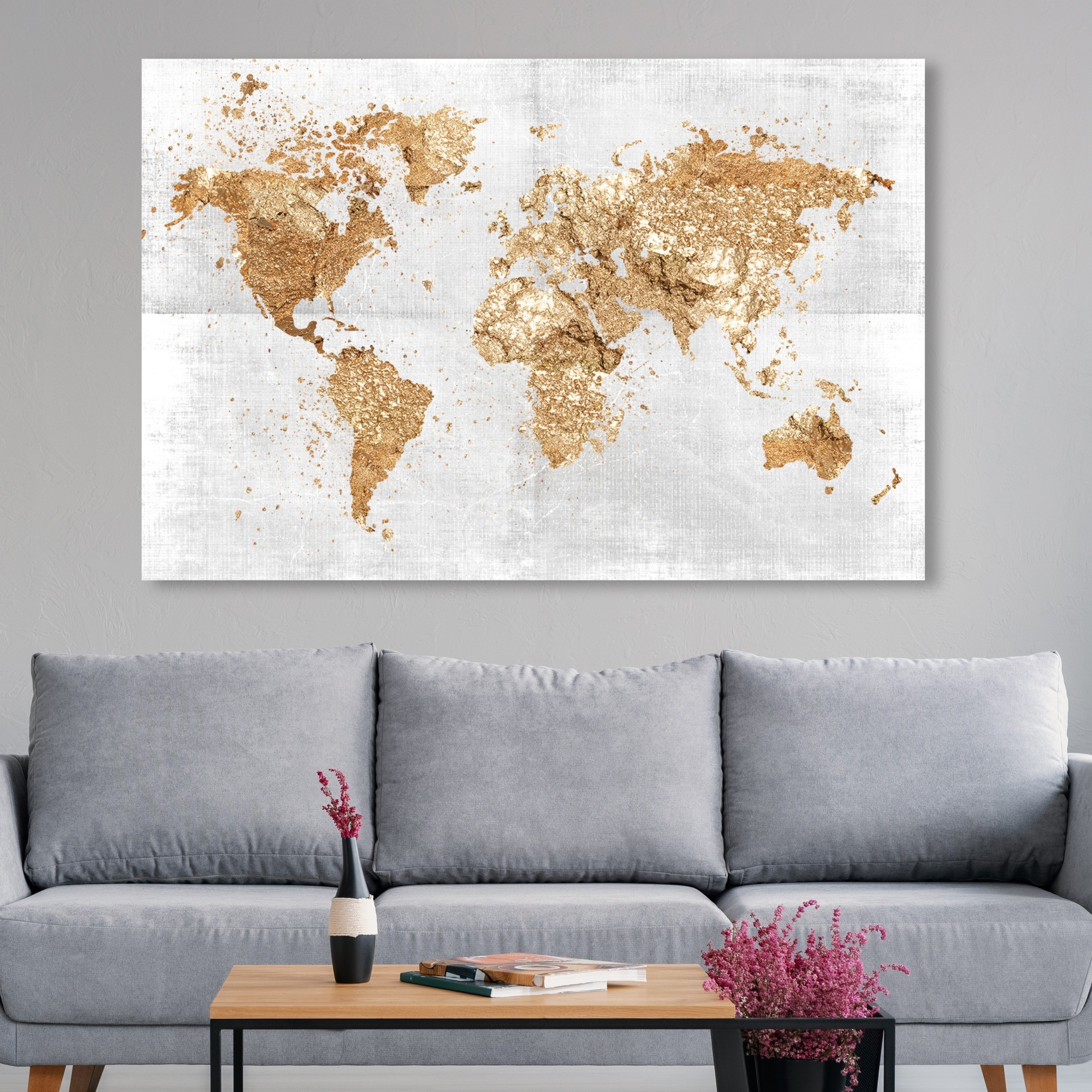 Oliver Gal Maps and Flags Wall Art Canvas Prints 'Mapamundi on the