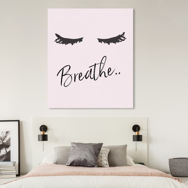 Shop Oliver Gal Typography And Quotes Wall Art Canvas Prints Breathe Motivational Quotes And Sayings Pink Black Overstock 30764985