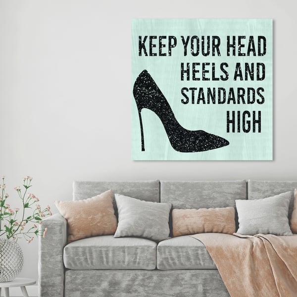 Shop Oliver Gal Typography Wall Art Canvas Prints Head And Heels Black And Mint Fashion Quotes And Sayings Black Green Overstock 30765038