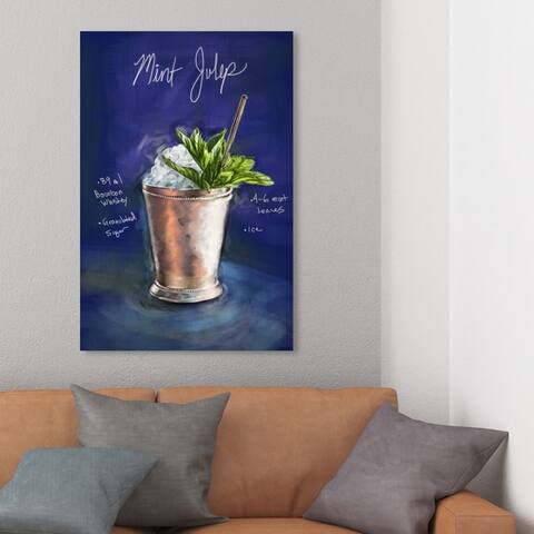 Oliver Gal Drinks and Spirits Wall Art Canvas Prints 'Indigo Cocktail' Cocktails - Blue, Gray
