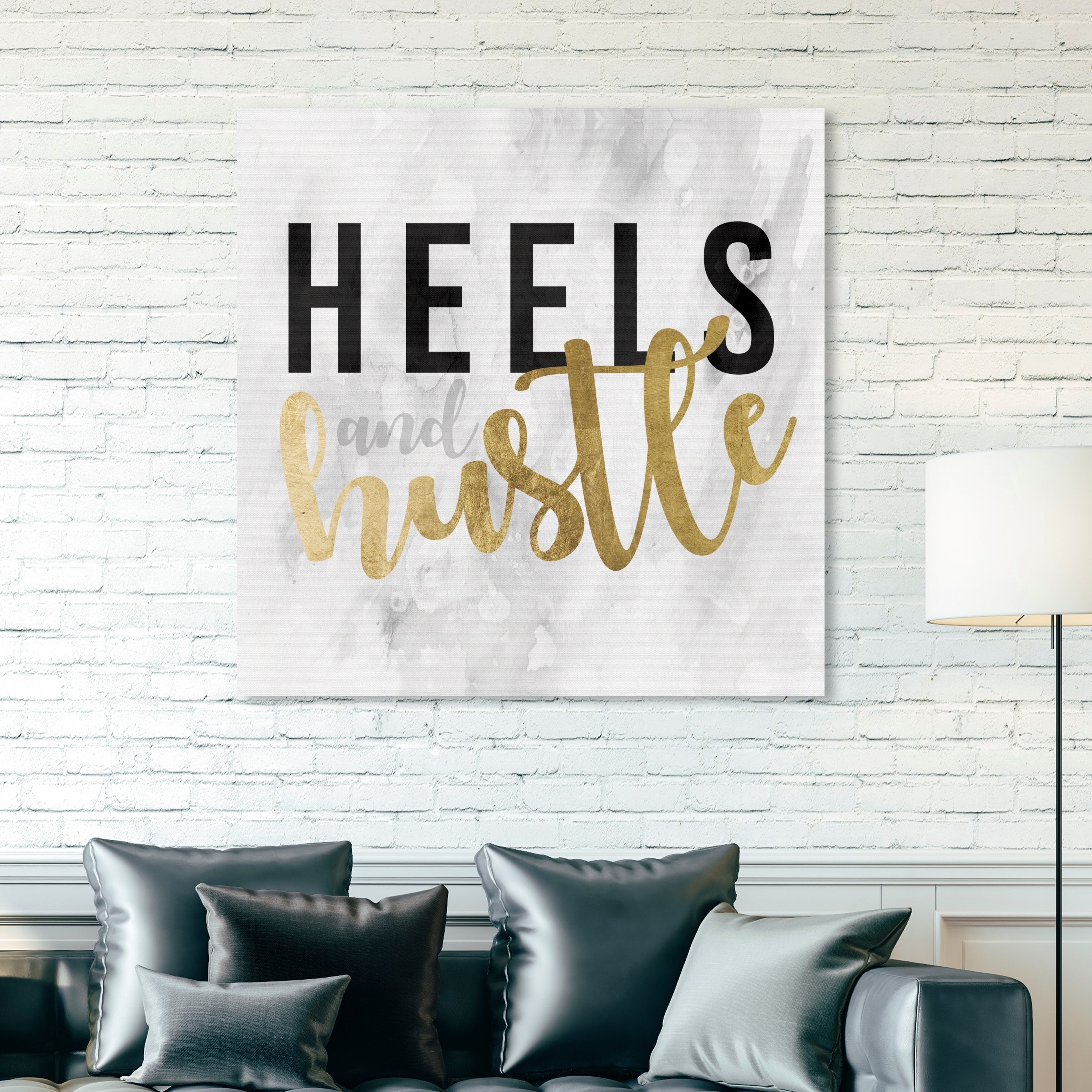 Shop Oliver Gal Typography And Quotes Wall Art Canvas Prints Heels And Hustle Gold Fashion Quotes And Sayings Gold Black Overstock 30765057