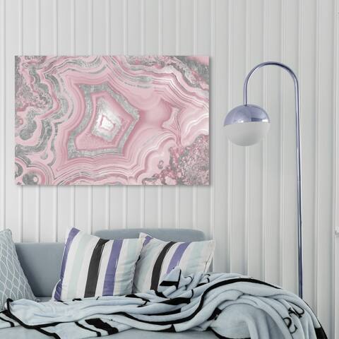 Oliver Gal Abstract Wall Art Canvas Prints 'Dreaming About You Geode Blush' Crystals - Pink, Gray