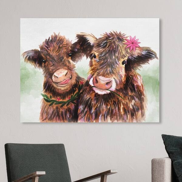 Shop Oliver Gal Animals Wall Art Canvas Prints Friendly Bovine Farm Animals Brown White Overstock 30765209 48 X 36
