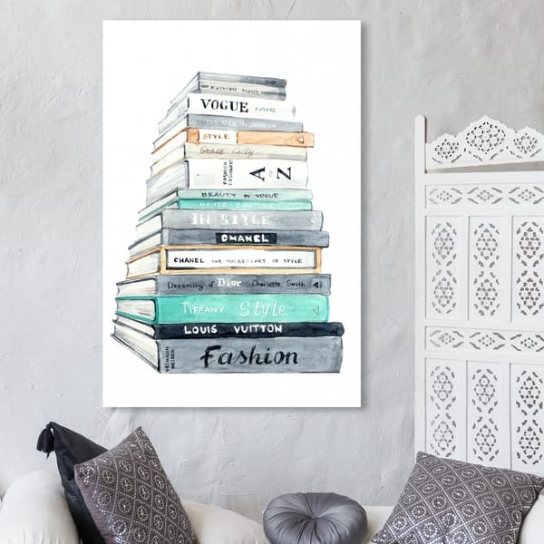 Oliver Gal Fashion and Glam Wall Art Canvas Prints 'Fashion Book Perspective'  Books - Green, White - Bed Bath & Beyond - 30765337