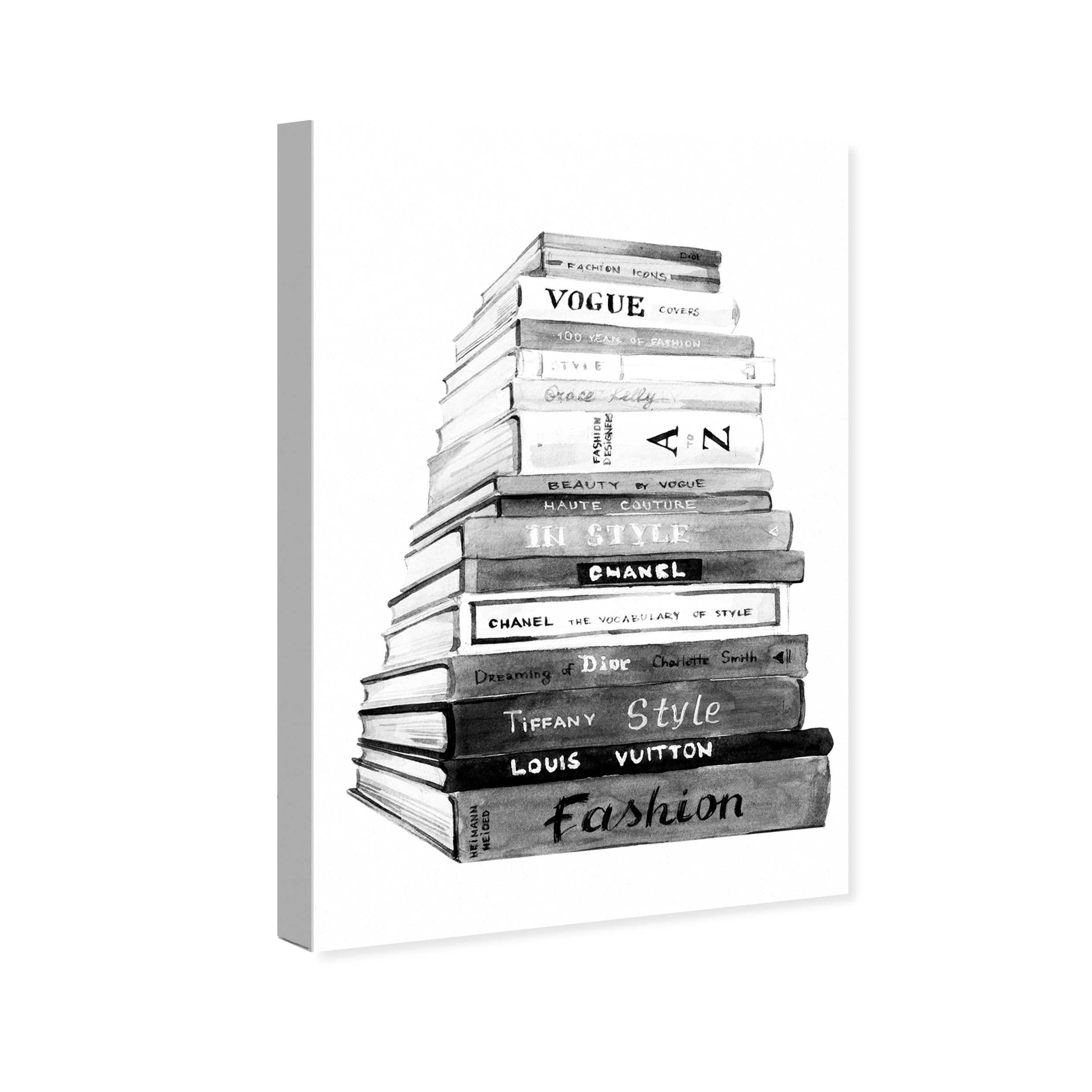 Oliver Gal Fashion and Glam Wall Art Canvas Prints &Fashion Book Perspective Black and White& Books - Gray, Gray - 24 x 36