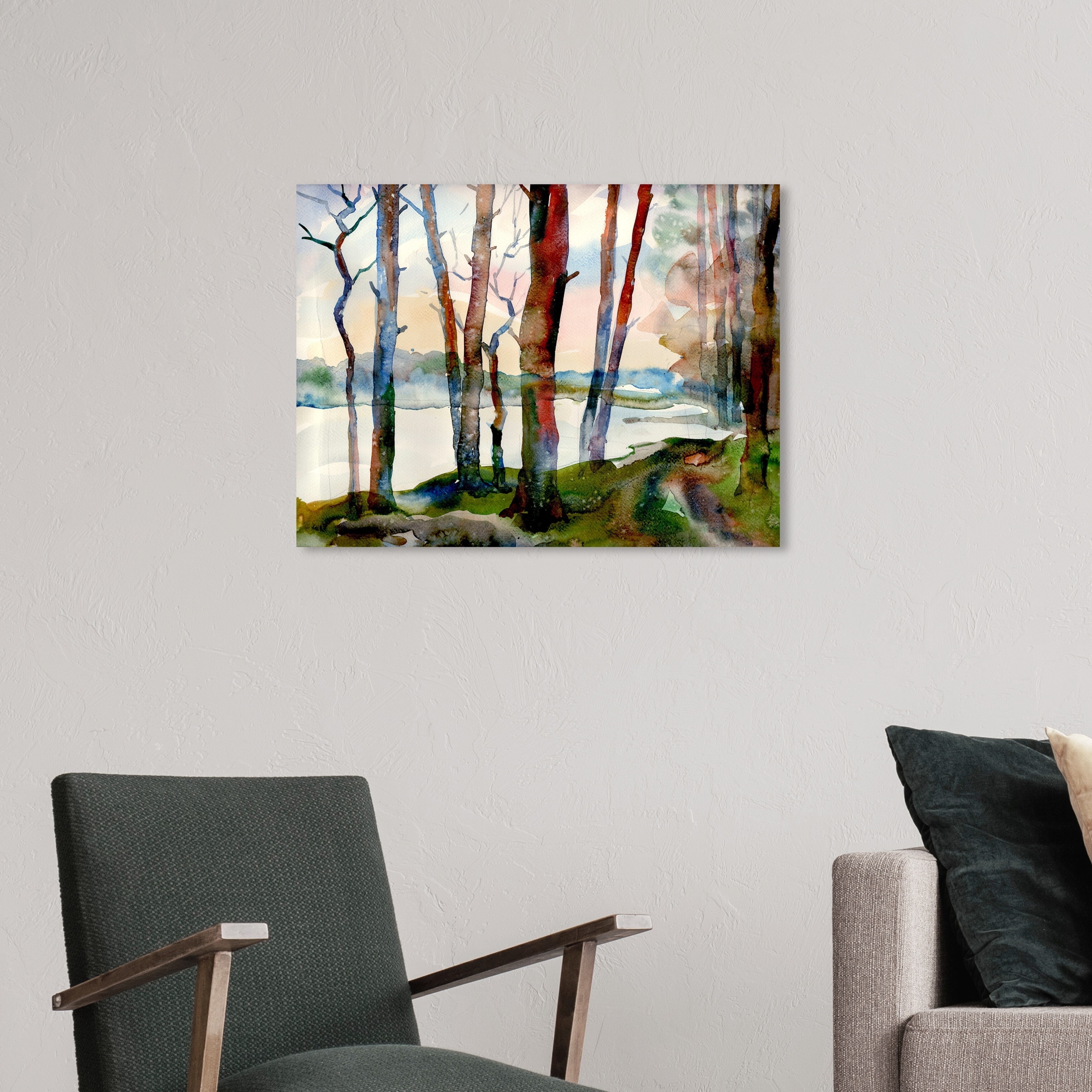 Oliver Gal Nature And Landscape Wall Art Canvas Prints Lake View Landscape Forest Landscapes Green Brown Overstock 30765351