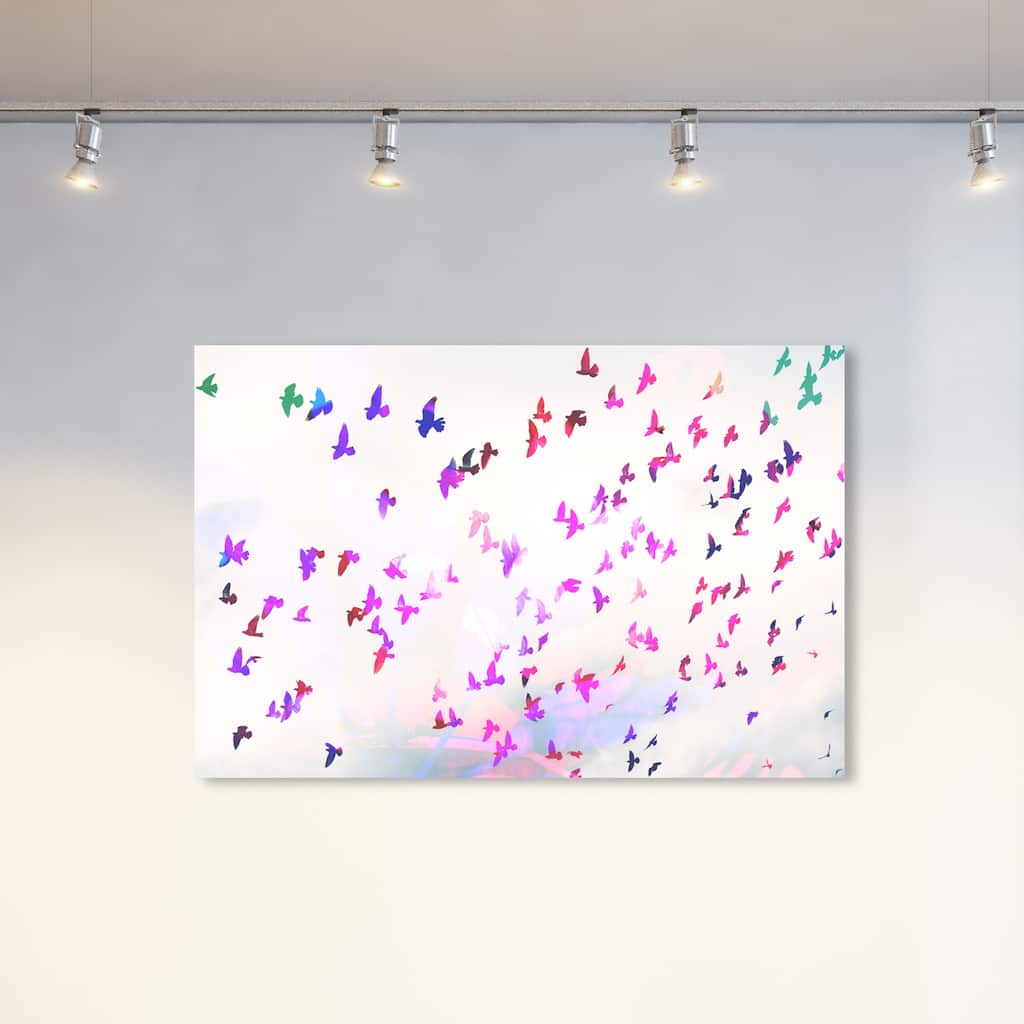 Oliver Gal Animals Wall Art Canvas Prints 'Birds Flying High You Know' Birds - Pink, White