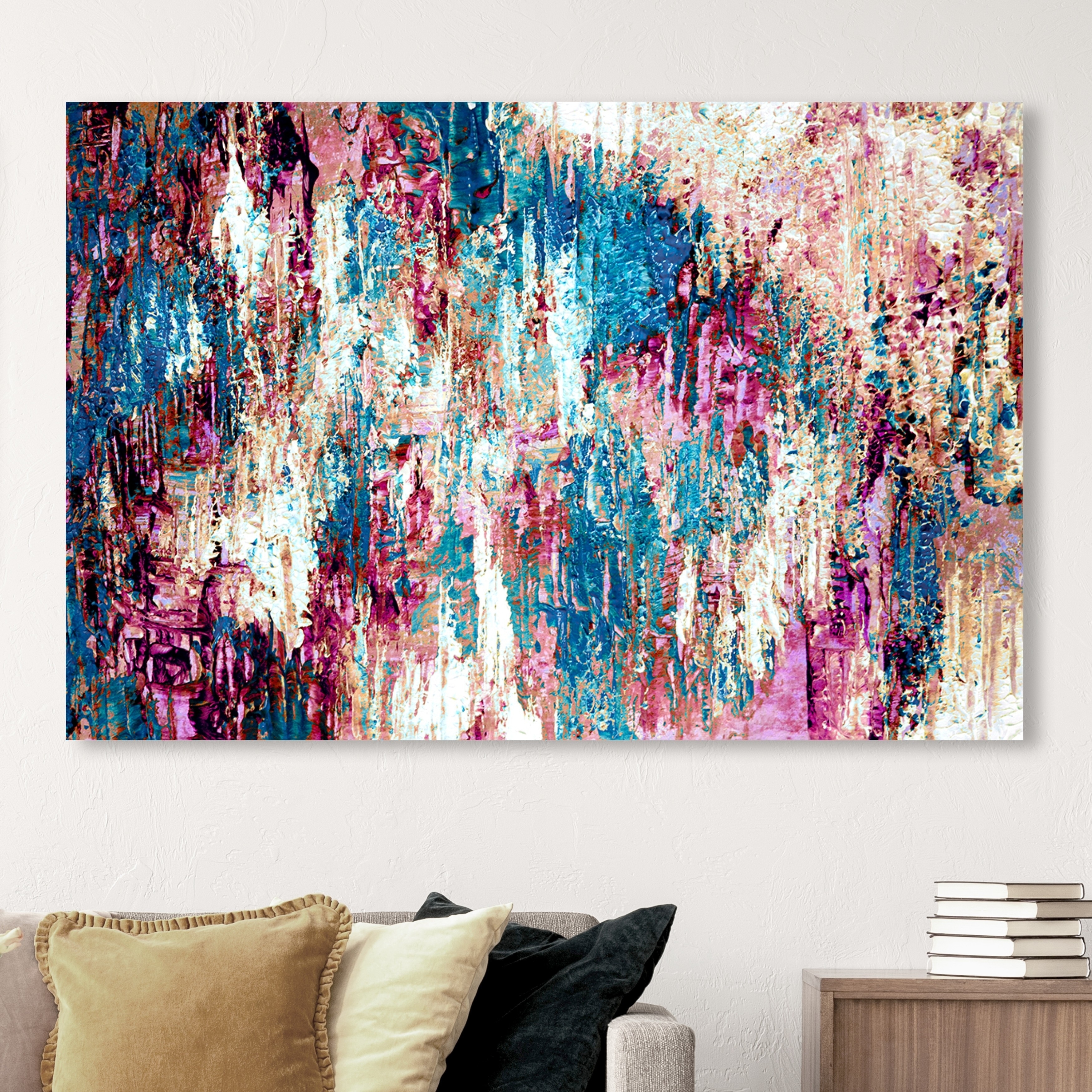 Oliver Gal Abstract Wall Art Canvas Prints 'Azul Rose Cascade