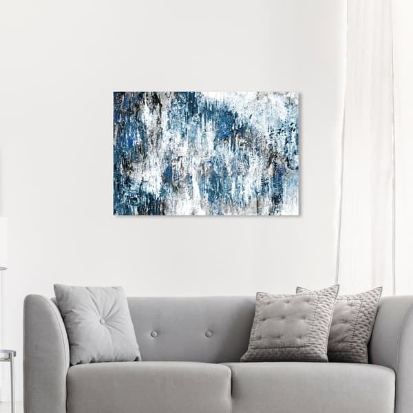 Shop Oliver Gal Abstract Wall Art Canvas Prints Lapis Cascade Textures Blue White Overstock 30765401