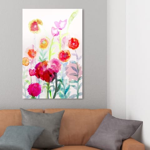 Oliver Gal Floral and Botanical Wall Art Canvas Prints 'Blooming Florals Watercolor' Gardens - Pink, White