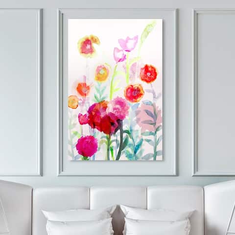 Oliver Gal Floral and Botanical Wall Art Canvas Prints 'Blooming Florals Watercolor' Gardens - Pink, White