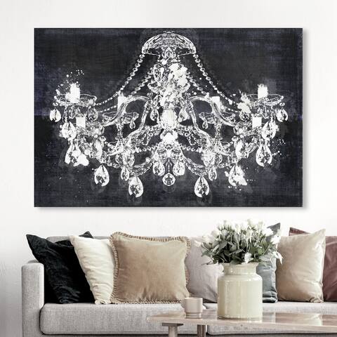 Oliver Gal Fashion and Glam Wall Art Canvas Prints 'Midnight Diamonds' Chandeliers - White, White