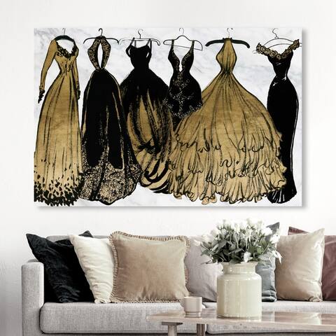 Oliver Gal Fashion and Glam Wall Art Canvas Prints 'Night Dresses' Dress - Black, Gold