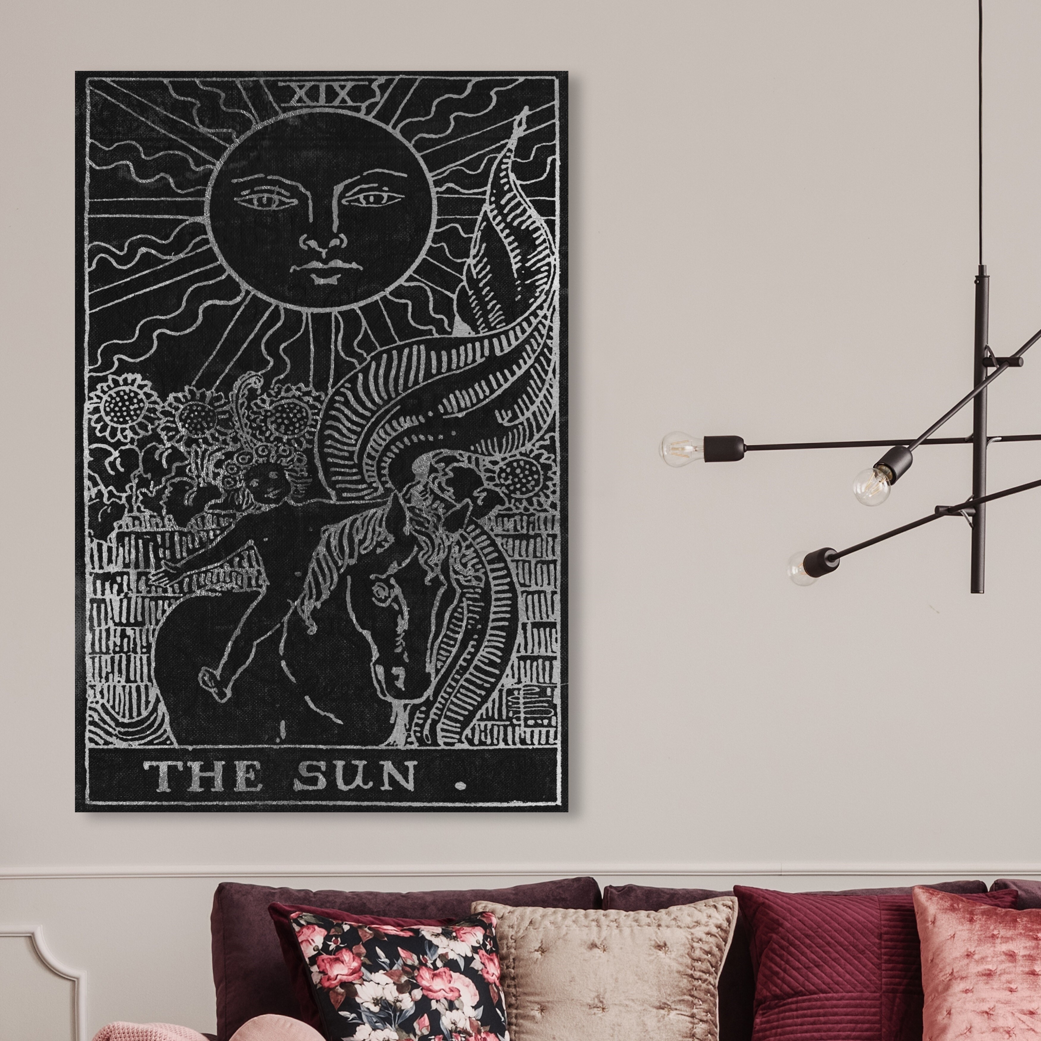 Shop Oliver Gal Astronomy And Space Wall Art Canvas Prints The Sun Tarot Silver Sun Black Gray Overstock 30765668