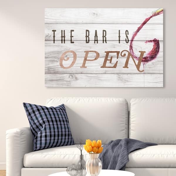 Shop Oliver Gal Typography And Quotes Wall Art Canvas Prints The Bar Is Open Rose Gold Funny Quotes And Sayings Bronze Brown Overstock 30765674