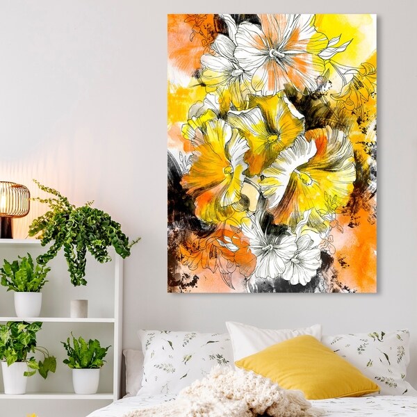 Shop Oliver Gal Floral And Botanical Wall Art Canvas Prints Lily Bouquet Solstice Florals Yellow Orange Overstock