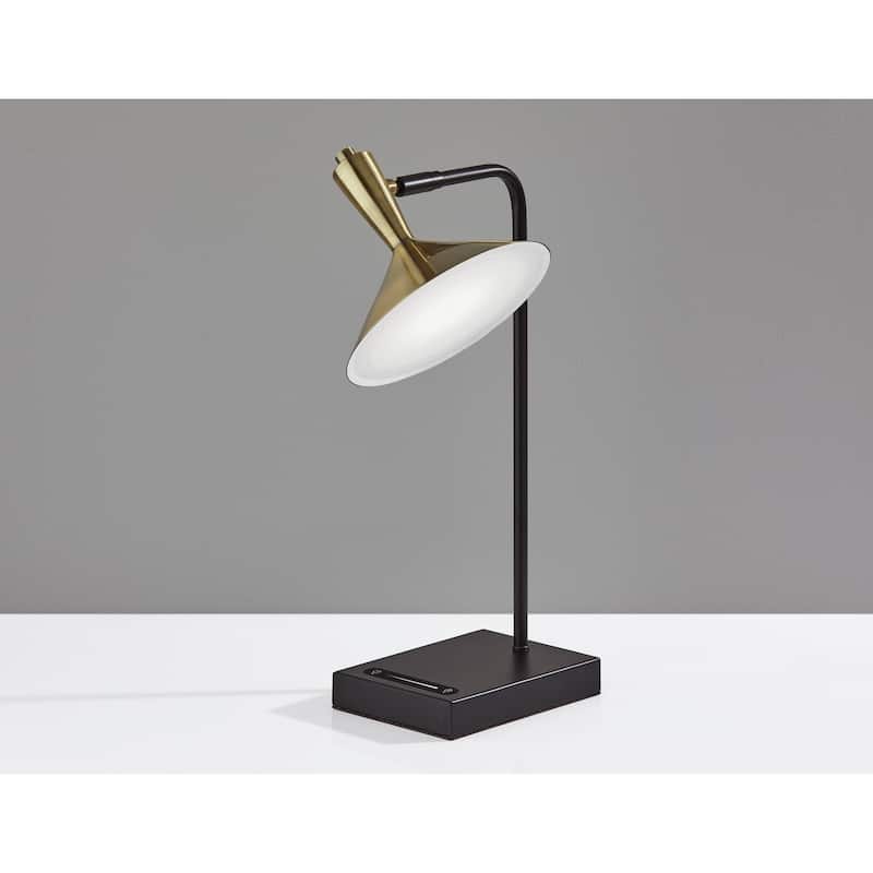 Adesso Lucas Black with Antique Brass LED Desk Lamp