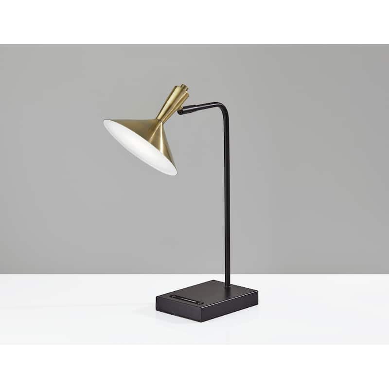 Adesso Lucas Black with Antique Brass LED Desk Lamp
