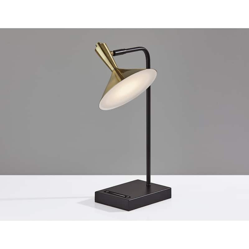 Adesso Lucas Black with Antique Brass LED Desk Lamp