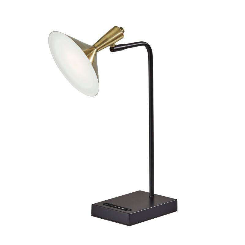 Adesso Lucas Black with Antique Brass LED Desk Lamp