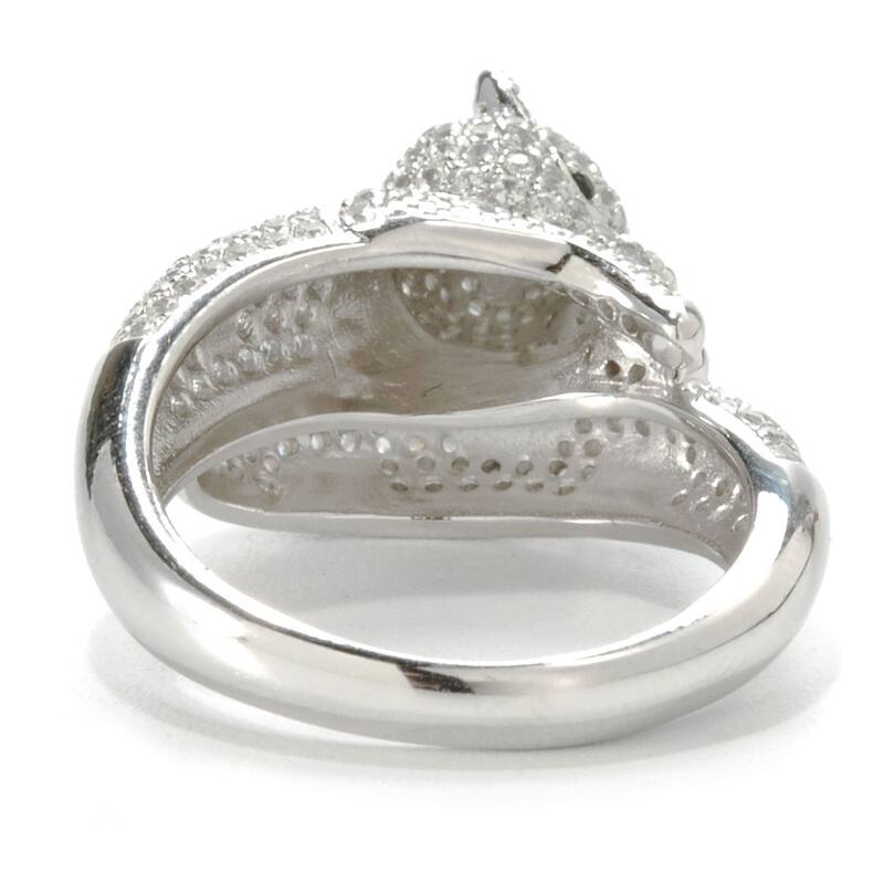 Sterling Silver 1.92ctw White Natural Zircon & Black Spinel Ring