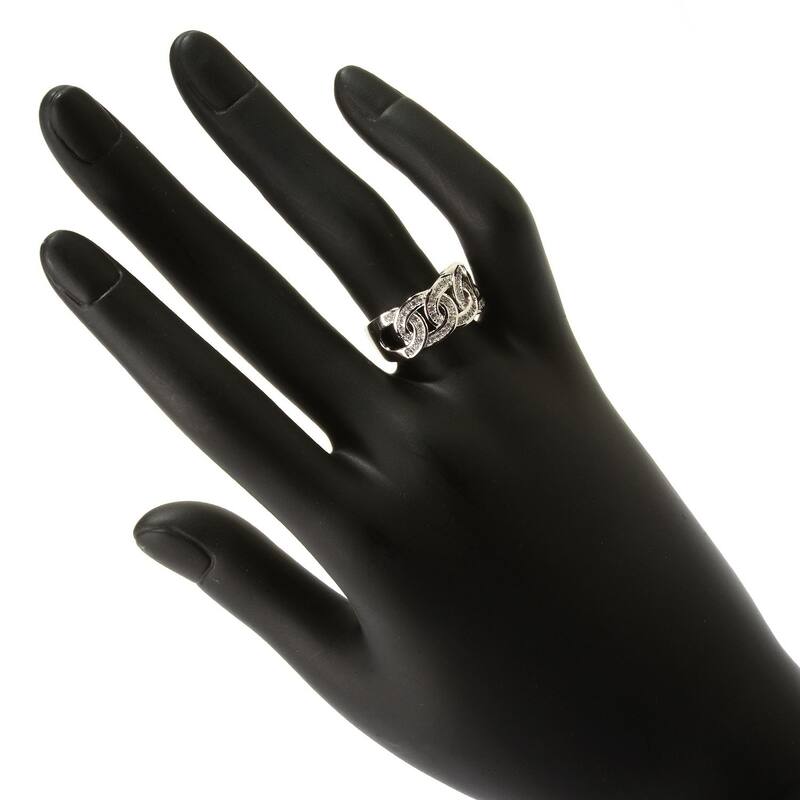 Sterling Silver White Zircon Circle Link Band Ring
