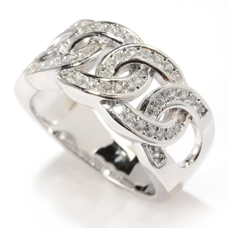 Sterling Silver White Zircon Circle Link Band Ring